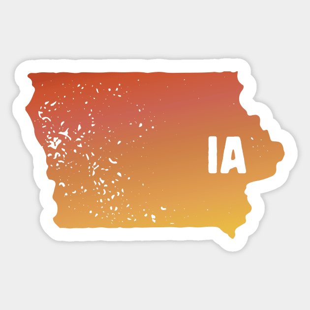 US state pride: Stamp map of Iowa (IA letters cut out) Sticker by AtlasMirabilis